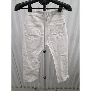 ISIS Women's White Cropped Jeans Size 29 Regular Stretch Denim Embroidered
